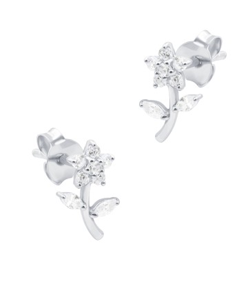 Beautiful Flower CZ Silver Stud Earring STS-6666